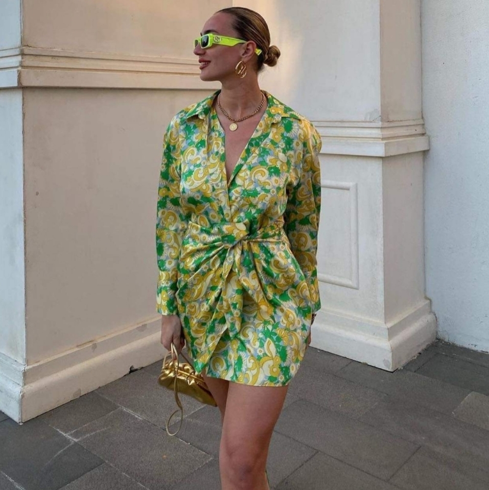 ZARA * Printed Wrap Satin  Dress Size  S - Picture 4 of 14